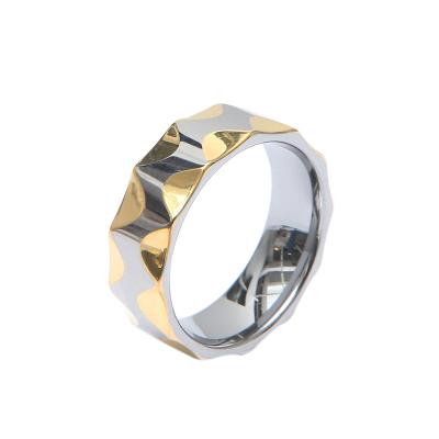 China Vintage factory price wave rings for women, classic tungsten steel jewelry, fashion 18 gold plated engagement ring for sale