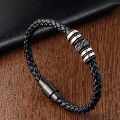 China BOHEMIA charm genuine leather bracelet for women girls, bridal jewelry, wholesale stainless steel cylinder bracelets for sale