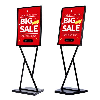 China Morden Single Heavy Duty Slide-in Poster Stand Black Coated Steel Metal Sign Holder Display 23x17