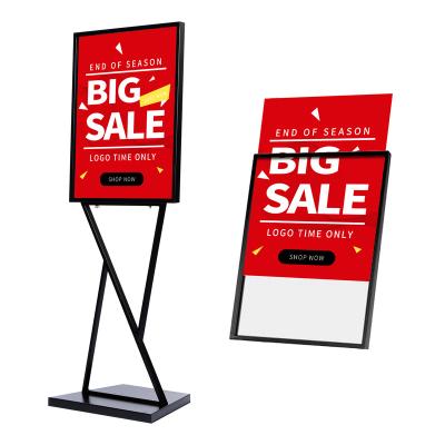 China Morden New Design Single Floor Standing Sign Holder 23x17 Inches Metal Stand Sign for sale