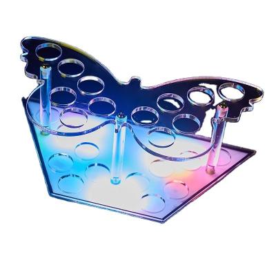 China Plexiglass Bar Wine LED Test Tube Wine Rack Decoration Butterfly Cocktail Glass Filler Rack Luminescent for sale