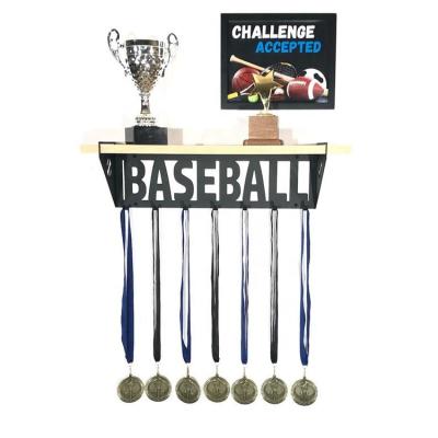 China China Custom Trophy Shelf with Medal Hanger Sports Trophy Shelf with Hooks Medal Display Hanger Trophy Display Rack for Baseball for sale