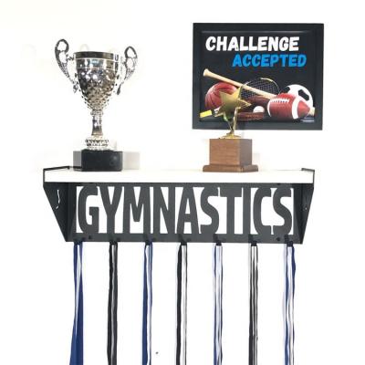 China China Custom Gym Trophy Display with Medal Hanger Sport Trophy Shelf with Hooks Medal Display Hanger Trophy Display for sale