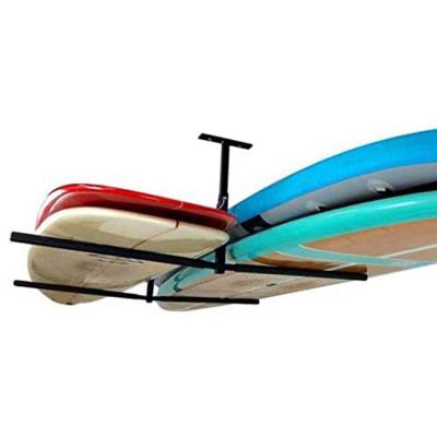 China Amazon Viable Double SUP&Surf Hanger Rack Aerial Surfboard Show Wall Mounted Surfboard Rack Wall Mounted Surfboard Storage Rack for sale