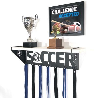 China China Custom Trophy Shelf with Medal Hanger Football Trophy Shelf with Hooks Medal Display Hanger Football Trophy Holder for sale