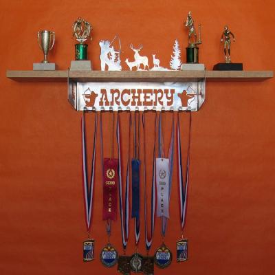 China Viable Wall Mounted Trophy Shelf Sport Medal Display Rack Medal Hanger For Swimming, Running, Sports Recycling Medals for sale