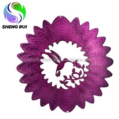 China Purple garden wind hummingbird manualidades scam wind spinner hanging ornament world spinner decorar for sale