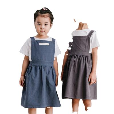 China Adjustable Soft Cotton Pinafore Tidying/Storage Canvas Apron for Kids for Home Kitchen Baking Crafting Gardening Art Project for sale