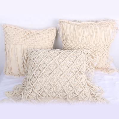 China Handmade Boho Simple Tassel Knit Tiles Bohemian Decor Macrame Home Cushion Cover and Pillow Cover for sale