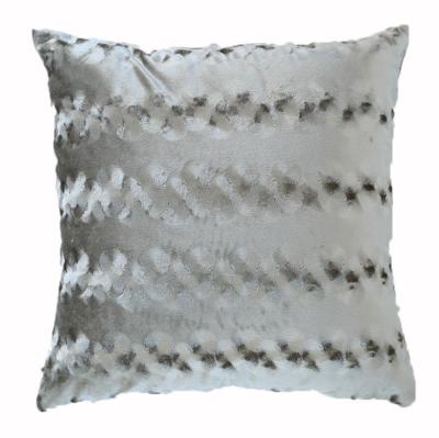 China Hotel Decoration Crushed Velvet Fabric Square Sofa Cushion Anti-Decubitus In Silver Gray for sale