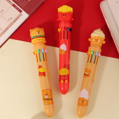 China Cute Bear Fast Food Writing Pen10 Tip Color Pens Tip For Kids Gift Cute Feather Stationery for sale