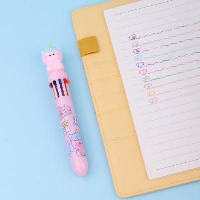 China Cute Rainbow Unicorn Ballpoint Pen Multiple 10 Colors Ball Pens For Kids Cute Gift Hand Count for sale