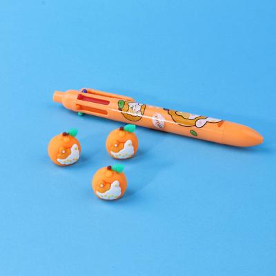 China Peak promotional gift orange 6 color KUKI logo advertising cute fruit ball pen brand custom kawaii plastic pen stationery for sale