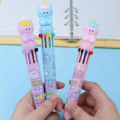 China Cute Rainbow Unicorn Ballpoint Pen 10 Colors High Quality Ballpoint Pens For Girl Gift Office Supplies Stationery for sale