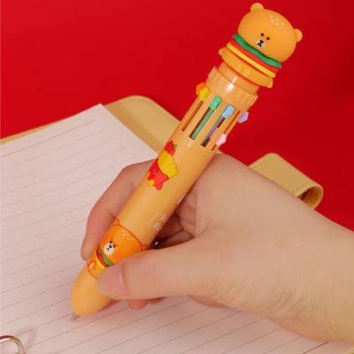 China Custom promotional cute bear fast food writing tip pen10 colors pens tip for kids gift cute black ballpen for sale