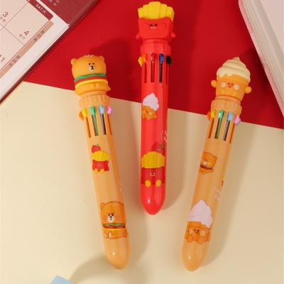 China Cute Bear Fast Food Ballpoint Pen Multiple 10 Colors Ball Pens For Cute Kids Gift Hand Count for sale