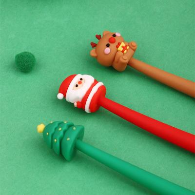 China Small and cute soft silicone normal cute Christmas fashion pen cool pen student writing shake for sale