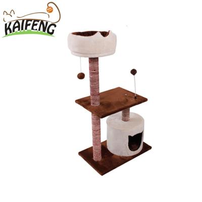 China Sustainable Customized Variety Designs Pet Supply Deluxe Cat Cage Tree Crafts Woodiness Swing for sale