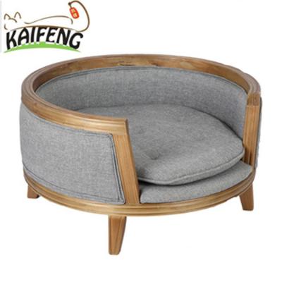 China Sustainable Newest Design Wooden Pet Bed Linen Fabric Sofa , Pet Sofa for sale