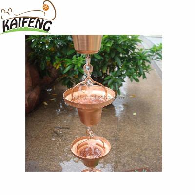 China Sustainable Copper Rain Chain With Flower Design Cup For Garden Decor And Gutter for sale