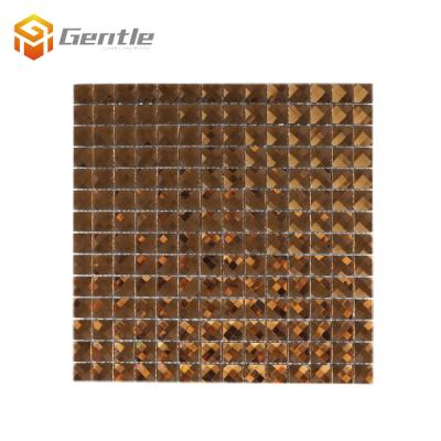 China Parquet 20X20X5mm Rose Gold Color Mosaic Crystal Diamond Shaped Glass Slabs For Walls for sale