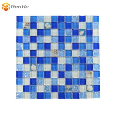 China Hot Selling 2020 Parquet Shell Decoration Design Square Shape Luxury Crystal Glass Mosaic Wall Tile For Wall Decoration for sale