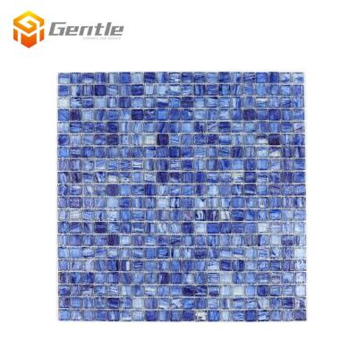 China Hot Square Blue Glossy Bathroom Wall Mosaic Parquet 327*327mm 15*15*6mm Square Cast Iron Glass Mosaic For Home Decor for sale