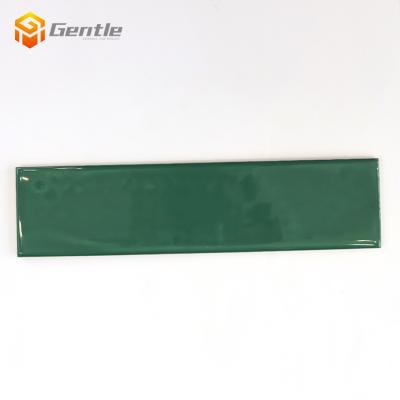 China Modern Interior Glossy Dark Green Tile Rectangle Dark Green Mosaic Bathroom Wall Cladding Mosaic 75x300 Brick Subway Wall Tiles for sale