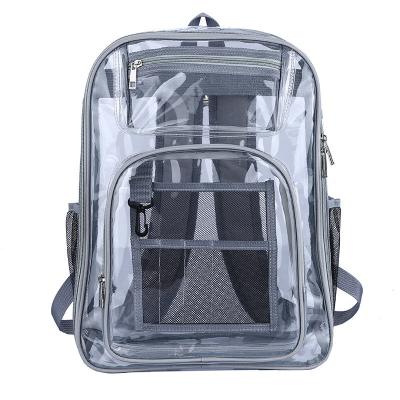 China Wholesale Clear Window Ready Goods In Stock Unisex Boys Girls Large Transparent PVC Plastic Clear Backpack for sale