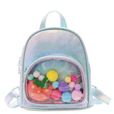 China Window Clear Sequin PU Kindergarten School Backpack Bag Fashion Leather Girls Ita Bag Toddlers Daily Backpack for sale