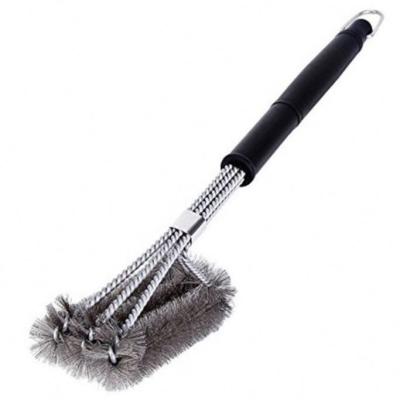 China Hot Selling Easily Cleaned BBQ Tools Stainless Steel Grill Brush With A Scraper Barbecue BBQ Grill Cleaning Brush for sale