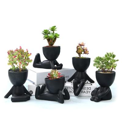 China Creative Mini Ceramic Succulent Plant Pots Cute Cartoon Flower Pots Desktop Decor Design Ceramic Planter for sale