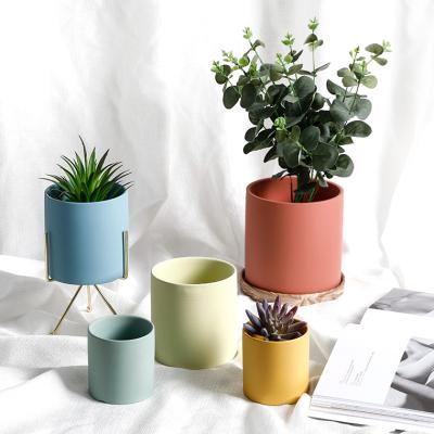 China Factory wholesale indoor decorative ceramic pots Europe flower cement flowerpot planter cheap succulent pot for sale