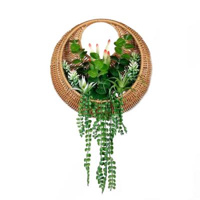 China Wholesale Home Planter Natural Wicker Basket Wall Hanging Plant Fiber Decoration Flower Hanging Basket for sale