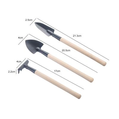 China Hot Sale 3 PCS Mini DIY Tools Garden Tools Kit Wood Handle Succulent Garden Succulent Gardening Tool Kit for sale