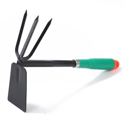 China Wholesale Carbon Steel Hoe Rake Garden Portable DIY Tool Steel Double Head Gardening Digging Harrow for sale