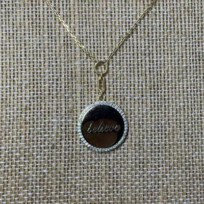 China Wholesale Monogrammed Gold CLASSIC Tone Sterling Silver Believe Coin Necklace for sale