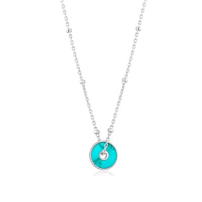 China CLASSIC Wholesale Personalized Crystal Turquoise Disc Necklace Made To Order for sale