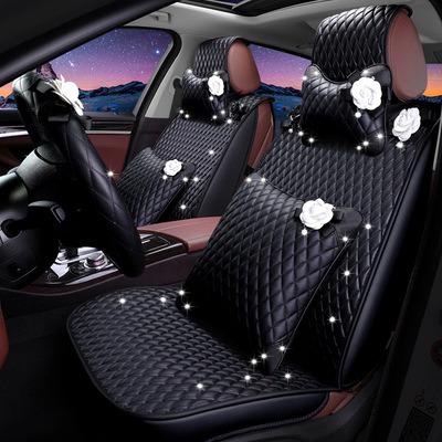 China Popular Fan Club Style Camellia Car Seat Cushion Cover Seat Car Leather For All Season Useful for sale