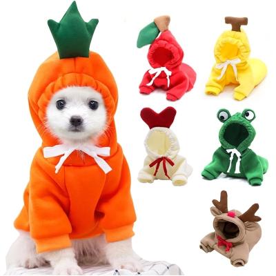 China Sustainable Warm Winter Clothes Cute Fruit Dog Coat Hoodies Shear Dogs Costume Jacket For French Pet Dog Clothes Accessorice for sale