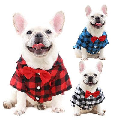 China Viable Dog Plaid Shirt Suit Wedding Dress Dog Pet Clothes Cat Spring Summer Autumn Customized Products For Pet for sale