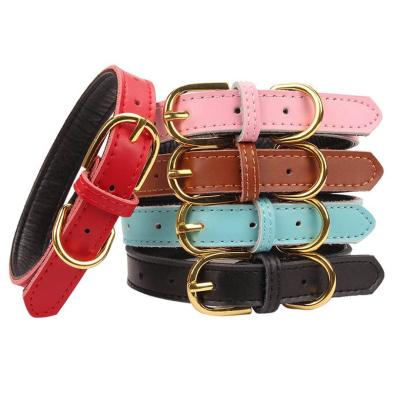 China Basic Classic Vegan PU Dog Collar Adjustable Durable Pet Safety Reflective Buckles Custom Leather Dog Collar for sale