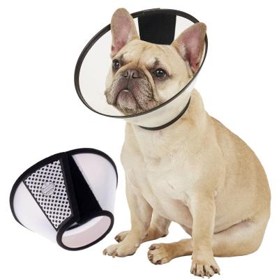 China Stored After Surgery Anti Bite Lick Translucent Reusable Pet Cone Collar Soft Adjustable Comfortable Pet E Recovery Protective Collar for sale