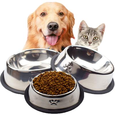 China Non-automatic Custom Durable Stainless Steel Logo Dog Bowl Food Water Feeders Pet Bowl Anti-Skid Pets Bowl for sale