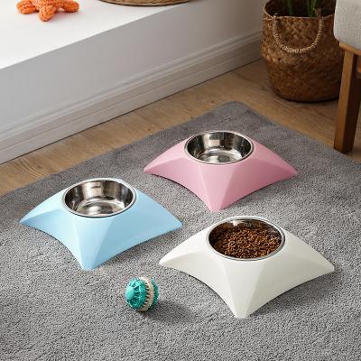 China Sustainable Stainless Steel Custom Raised Pet Bowls Cat Raised Rack Dish Pet Food Driver Dog Bowl Neat for sale