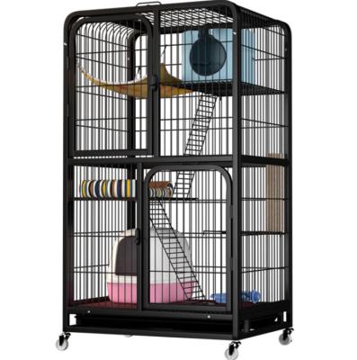 China Large Breathable Collapsible Metal Cat Kitten Ferret Cage 360 ​​Rotating Fence Pet Playpen with Hammock and Ramp Ladders Bed for sale