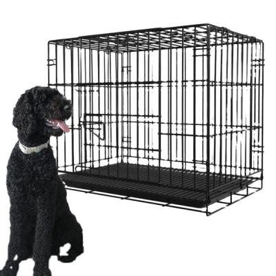 China Breathable Outdoor High Quality Animals Folding Crates Lock Heavy Duty Stainless Aluminum Wheel Tray Metal Kennels Large Dog Cages for sale