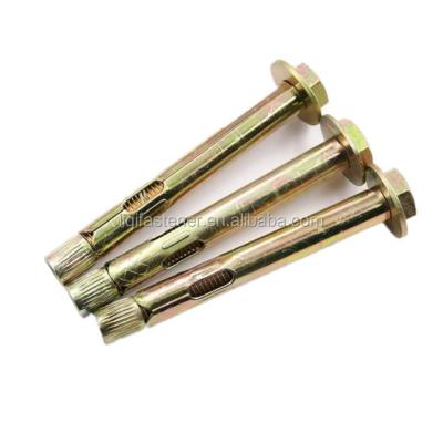 China Yellow Galvanized Steel Hex Bolt Yellow Galvanized Steel STAINLESS STEEL Concrete Sleeve Anchor Bolt And Nut for sale