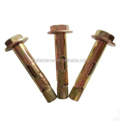 China Steel Yellow Galvanized Hex Bolt Sleeve Anchor With Nut And Joint Expansion Bolt for sale