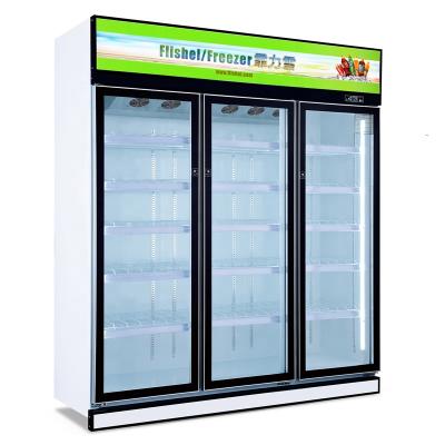 China Commercial Glass Door Supermarket Single-Temperature 3-Rise Pepsi Cola Glass Cooler for sale